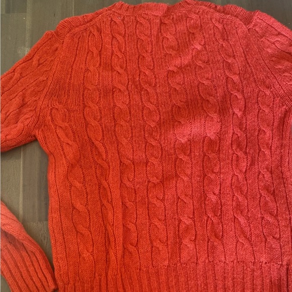 VTG British Shetland Wool Sweater Size 38 Cable Knit red orange J.G. Hook - Picture 7 of 8
